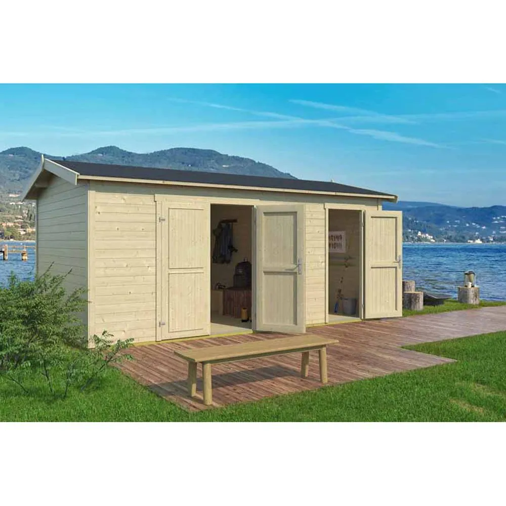 Lasita Maja Ltd Tuvalu XL-Log Cabin, Garden Room, Home Office - L540xW331.2xH250.8 cm in Natural