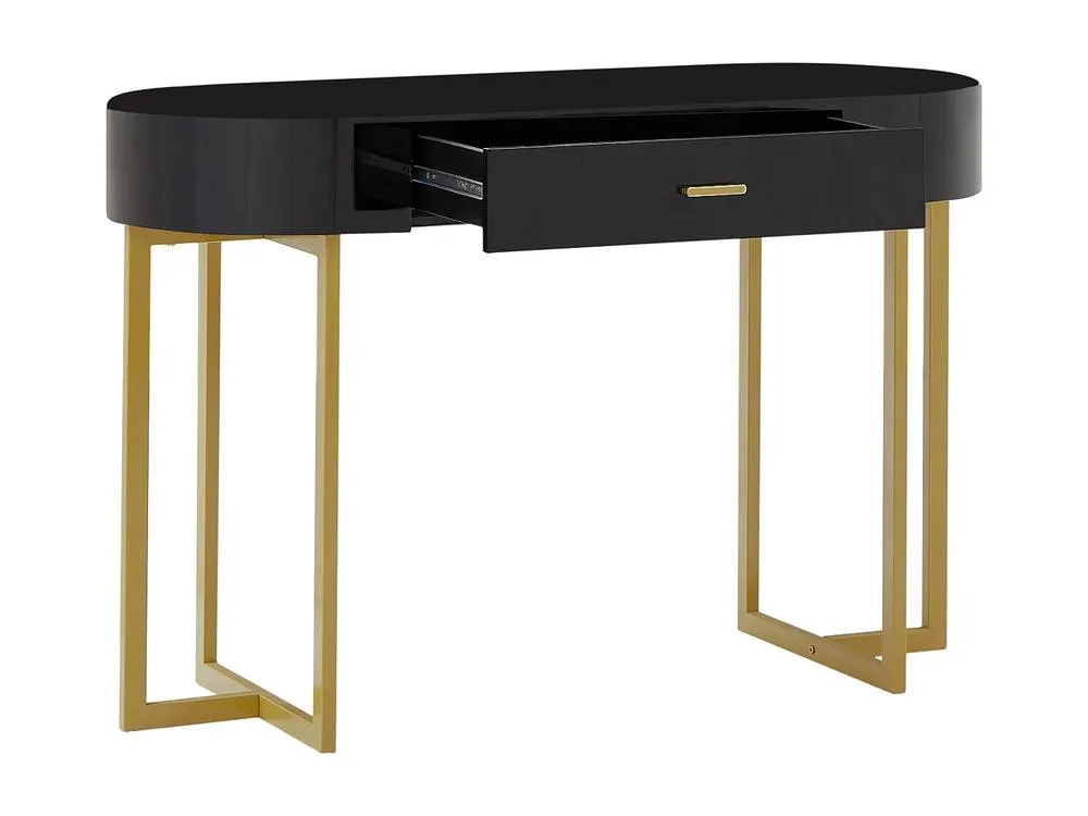 Vente-unique Console Desk With 1 Drawer - Lacquered MDF & Metal - Black & Gold 6