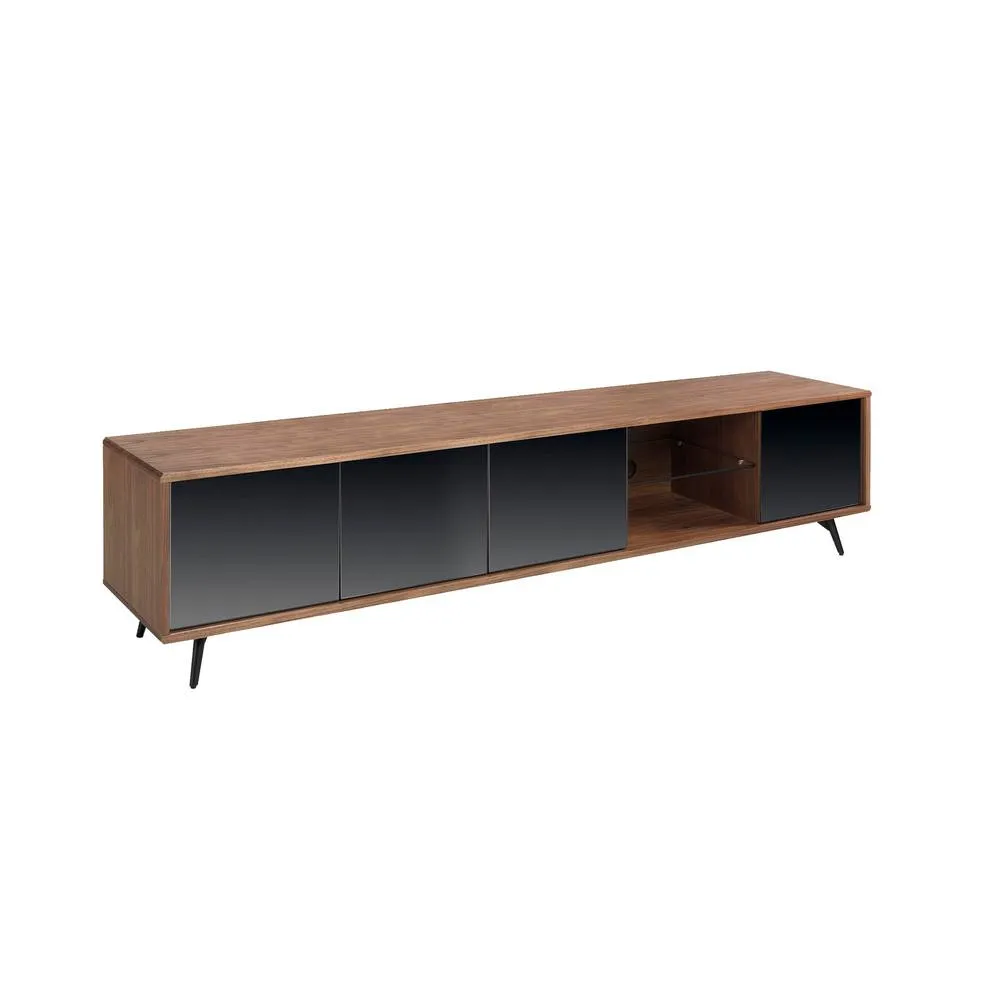 Angel Cerda Walnut TV Unit with Mirror-Effect Black Glass, 4