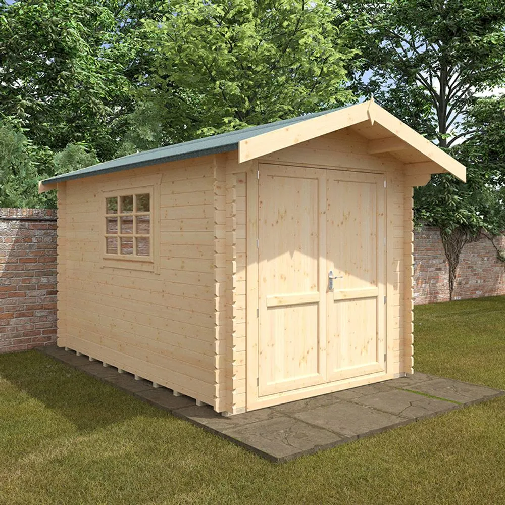 Buttercup Farm 12x8 The Marlborough 28mm Cabin - L355 x W235 x H251.3 cm in Natural 2