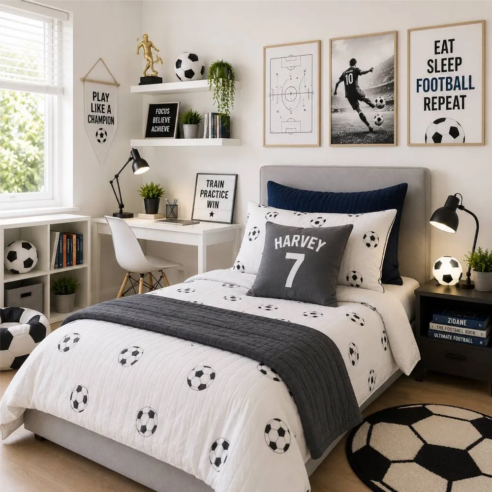 60 SECOND MAKEOVER Personalised Football Cushion Cover in Grey