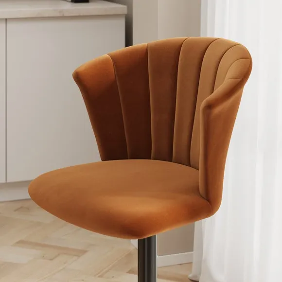 Kendall Bar Stool with Black Legs, Velvet 3