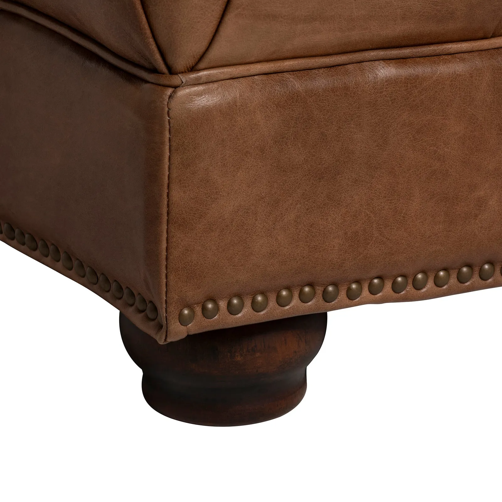 Taunton Footstool, Brown Leather | Barker & Stonehouse 5