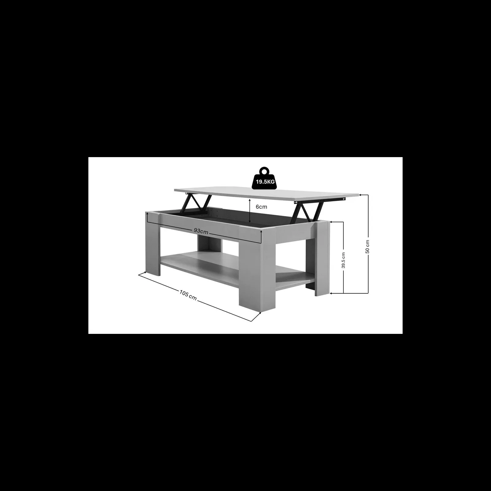 GFW Lift Up Coffee Table in White 6