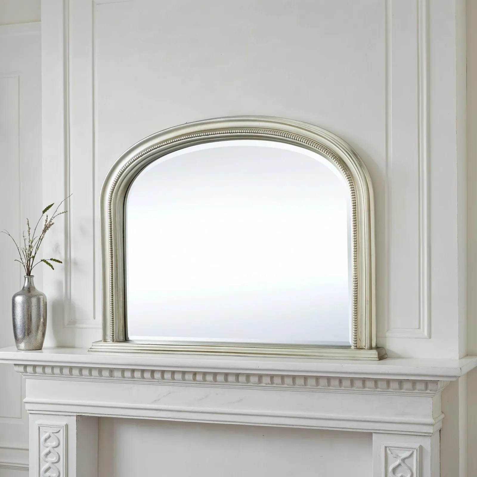 Yearn Mirrors Diana Overmantle Arched Silver Bevelled Mirror 3