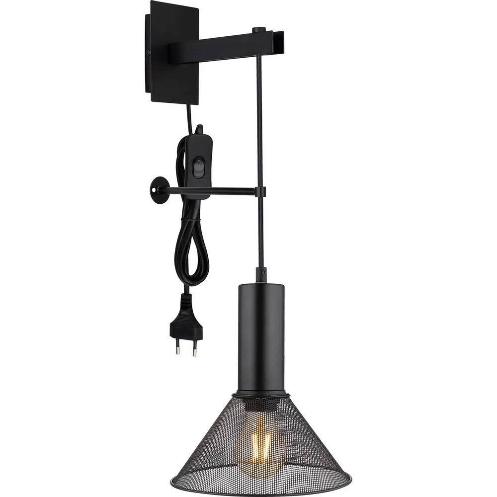Netlighting Jedd 21cm Wall Lamp Matt Black 1x E27