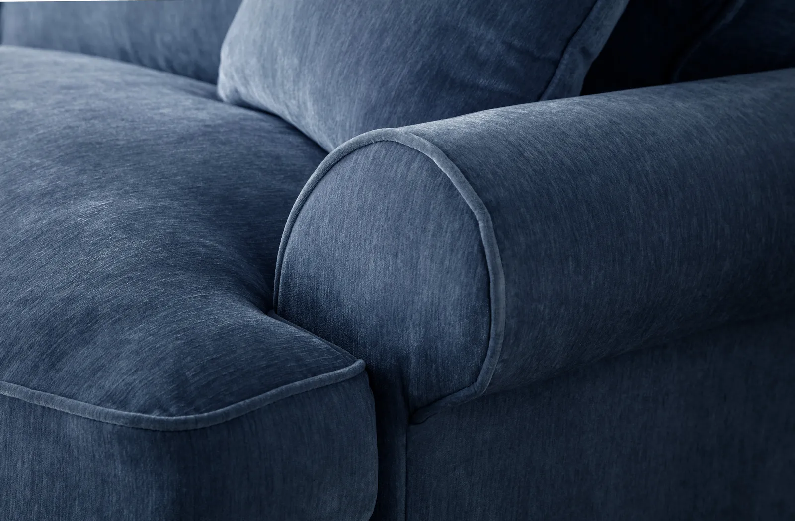 The Great Sofa Company Ezra Large Textured Velvet Corner Sofa - Scroll Arm in Navy 3