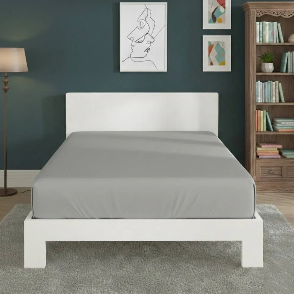 Snug City Polycotton Fitted Sheet Extra Deep 40cm Skirt Easy Care in Silver