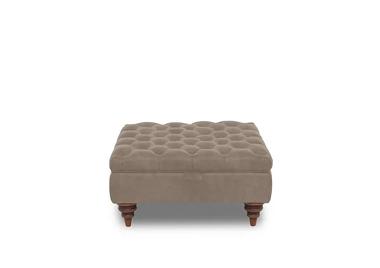 Columbus Fabric Large Storage Footstool with Wooden Feet - Manhattan Nutmeg