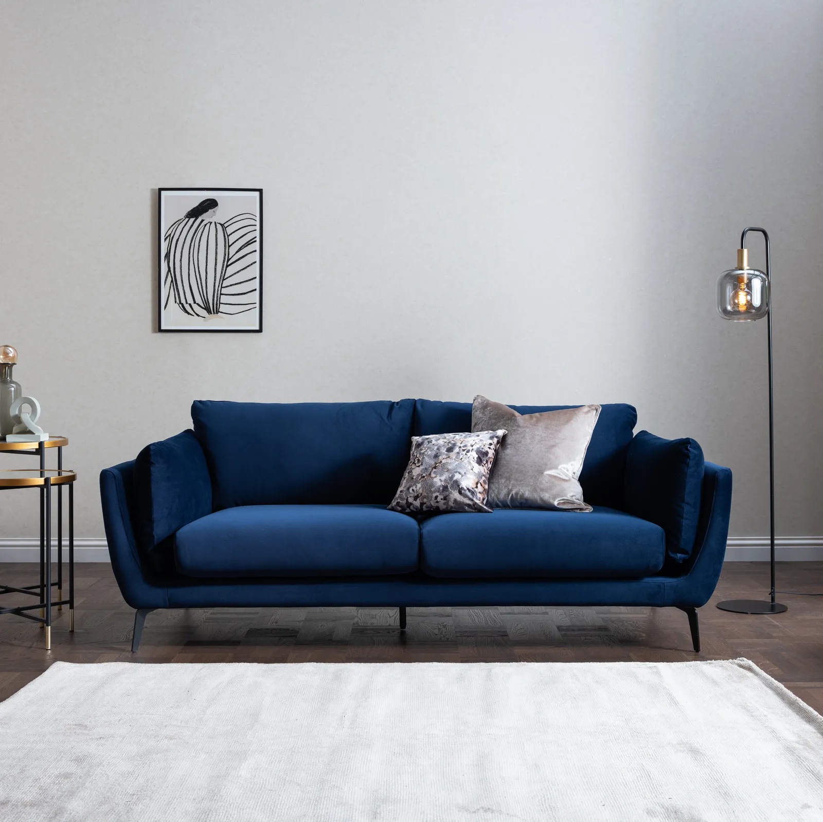 Boone 3 Seater Sofa, Navy Fabric | Barker & Stonehouse 2