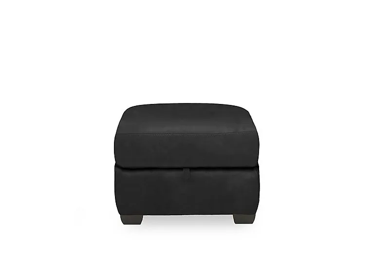 Compact Collection Titch NC Leather Storage Footstool - Black