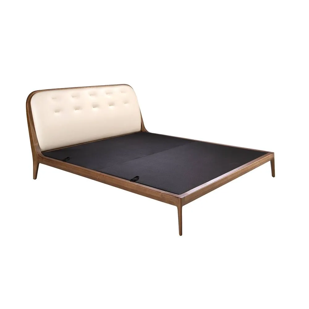 Angel Cerda Leatherette King Bed 180x200 cm in Beige