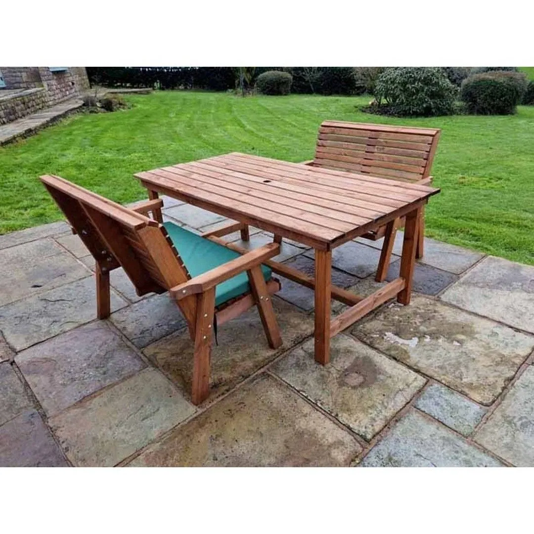 Churnet Valley Garden Furniture Ltd Valley Table Set - L220cm - Min Assembly Required - Set of Cushion Inc in Brown 4