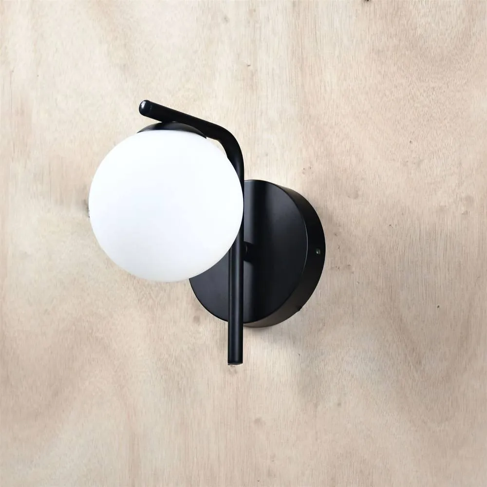 First Choice Lighting Grosvenor - Black Wall Light with Glass Globe 4