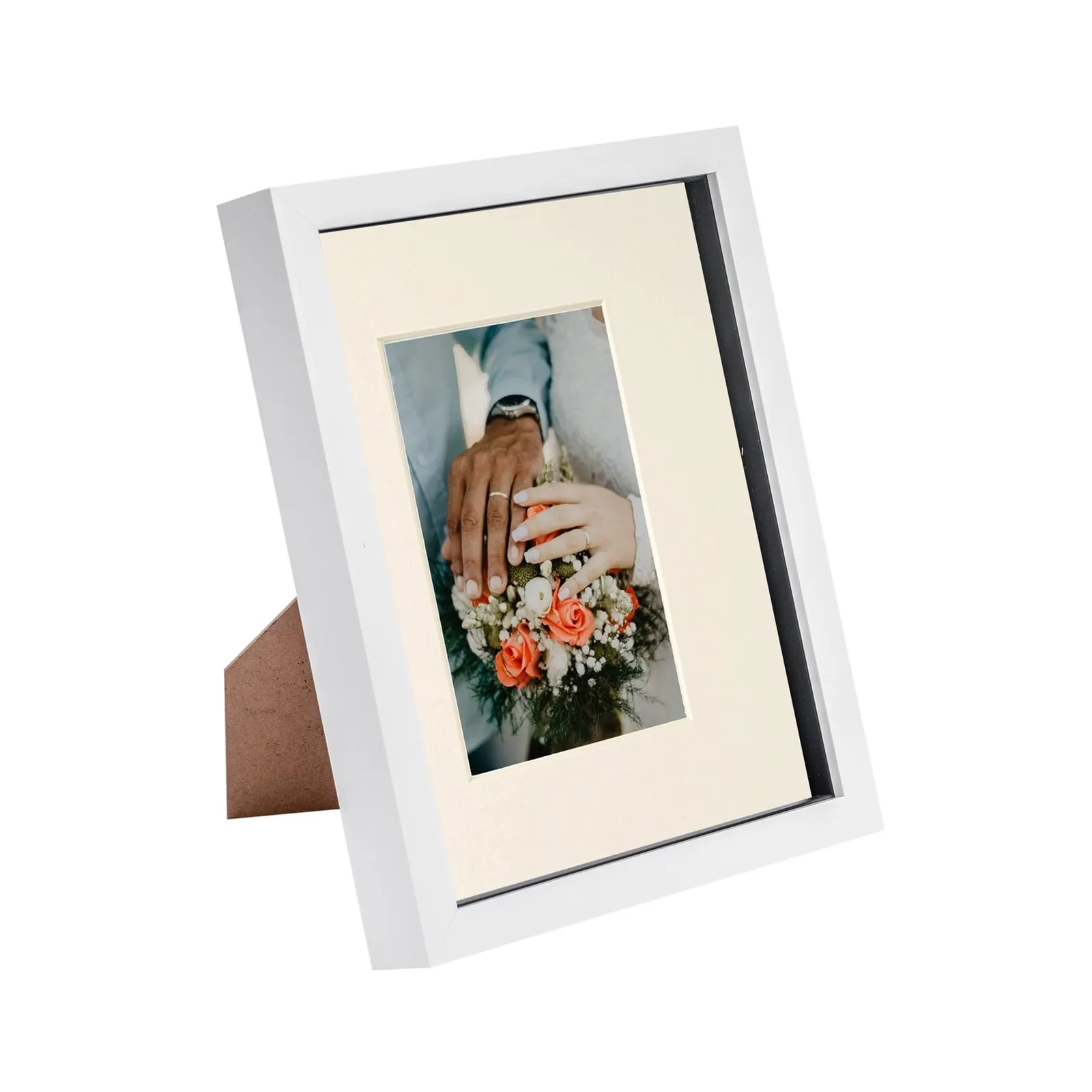 Nicola Spring 3D Box Photo Frame - 8 x 10" with 4 x 6" Mount - Grey Mount in White