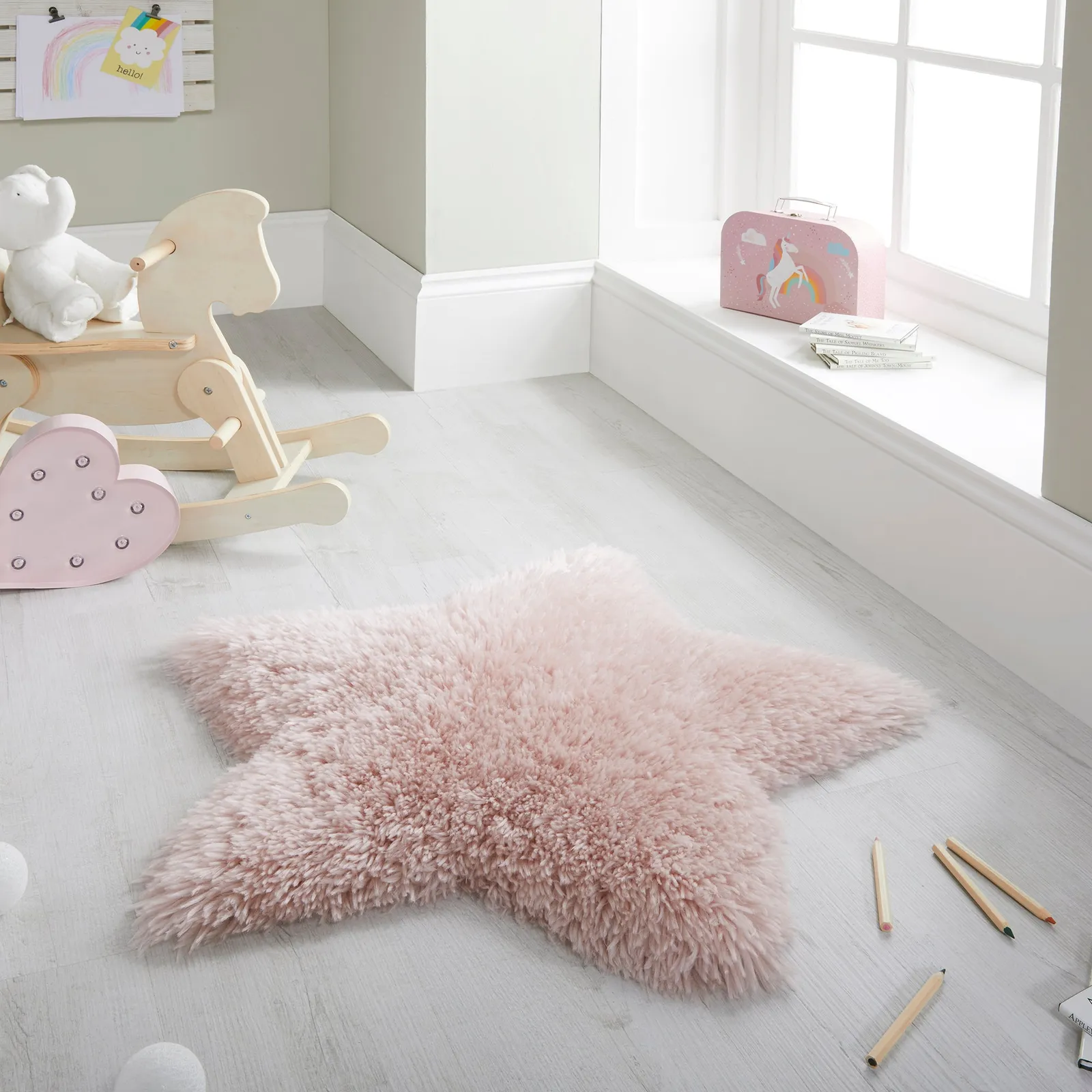 Fluffy Star Rug Blush