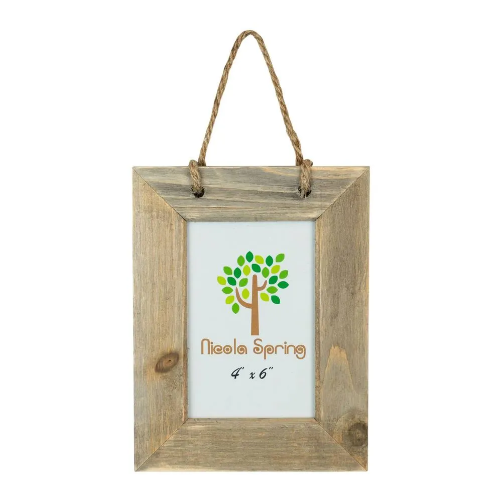 Nicola Spring Rustic Hearts Hanging Photo Frames - 6 x 4" - Natural - Pack of 2 6