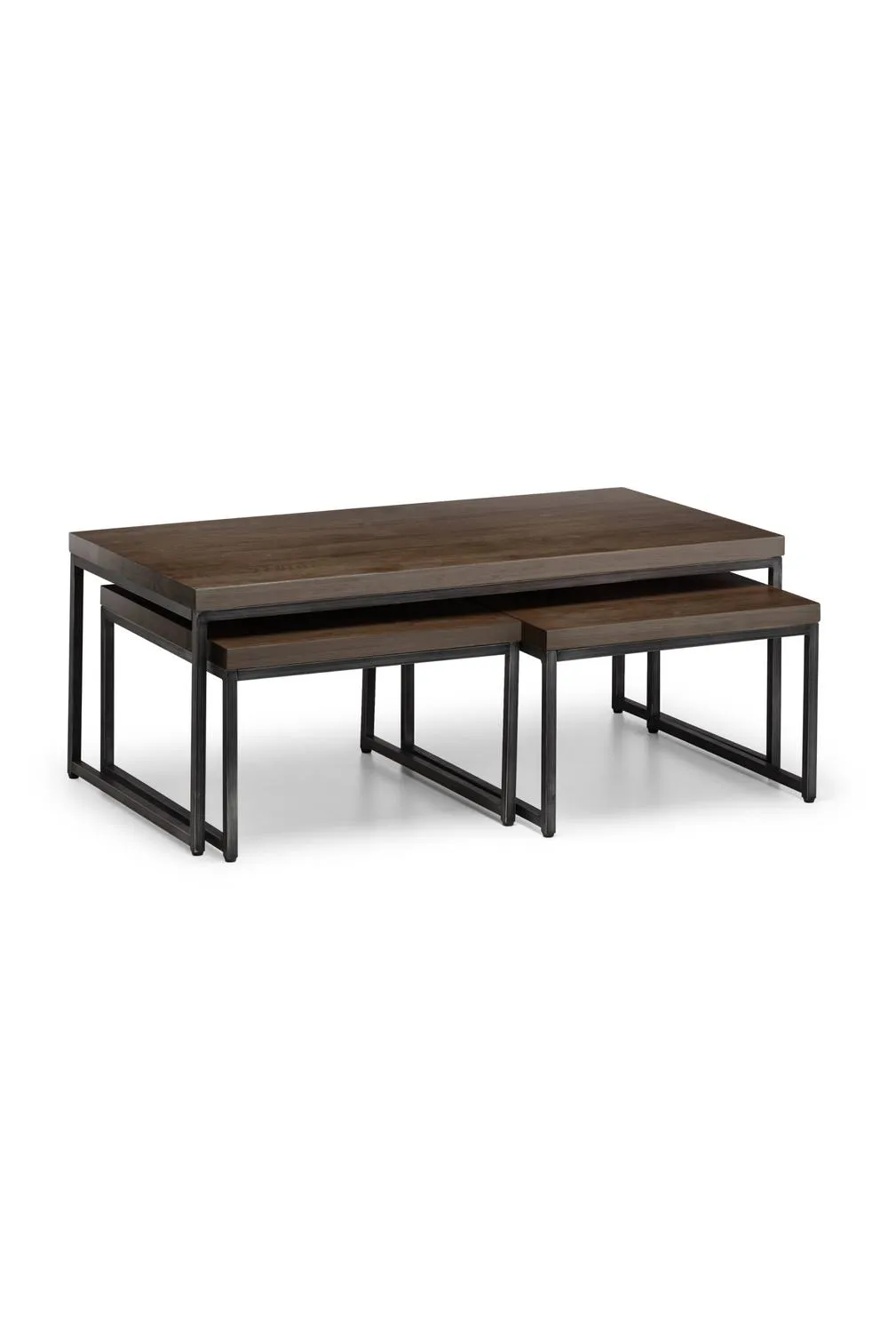 Julian Bowen Brooklyn Rectangular Coffee Table with 2 Nesting Tables in Dark Brown 2