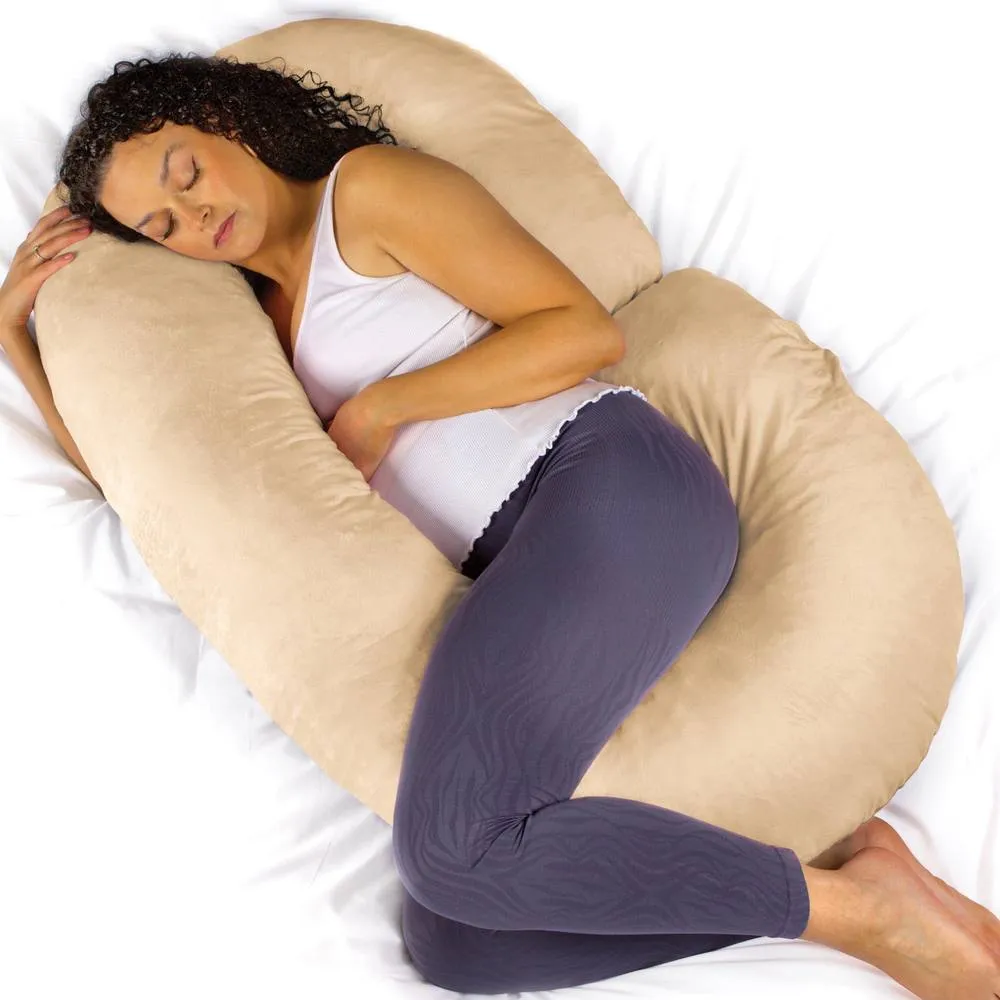 Aamira Cream Pregnancy Maternity Pillow, 140x65x20cm C Shape Memory Foam