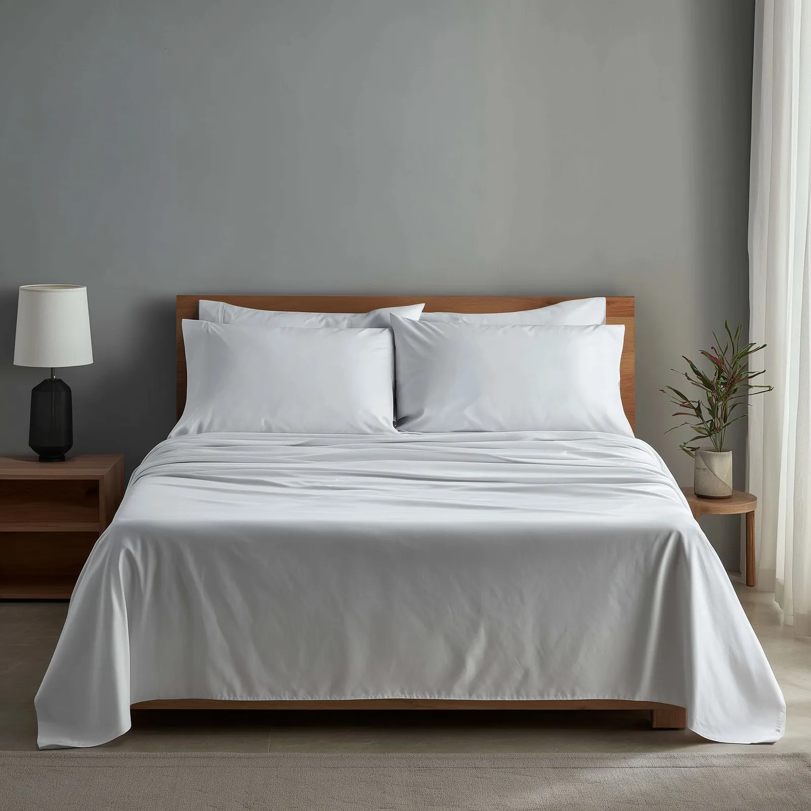 Snug City Luxury 400TC Sateen Soft Touch Hotel Quality Flat Sheet Bed Linen in White