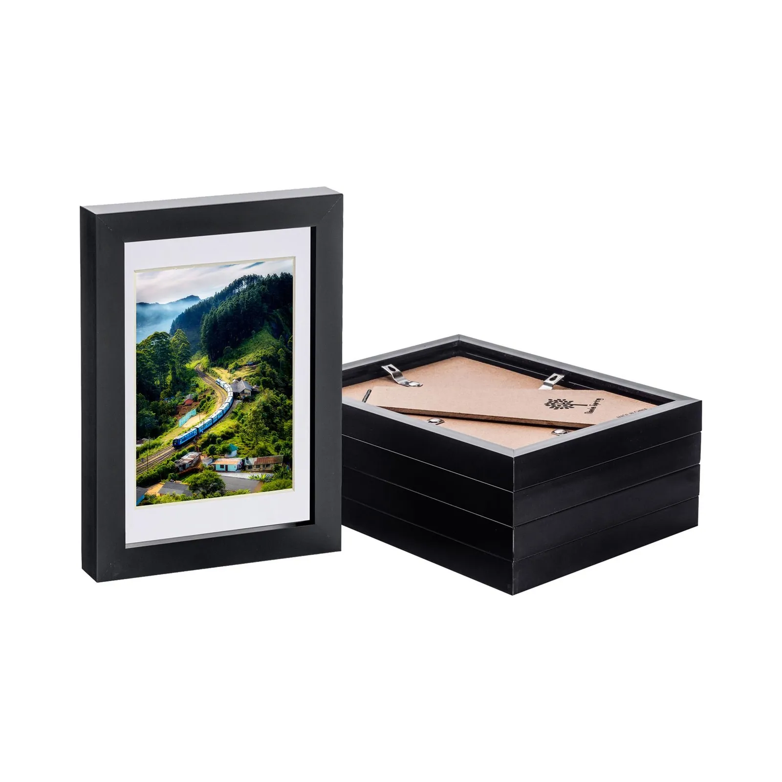 Nicola Spring Photo Frames with 4" x 6" Mount - 5" x 7" - Black - Pack of 5 in White 1