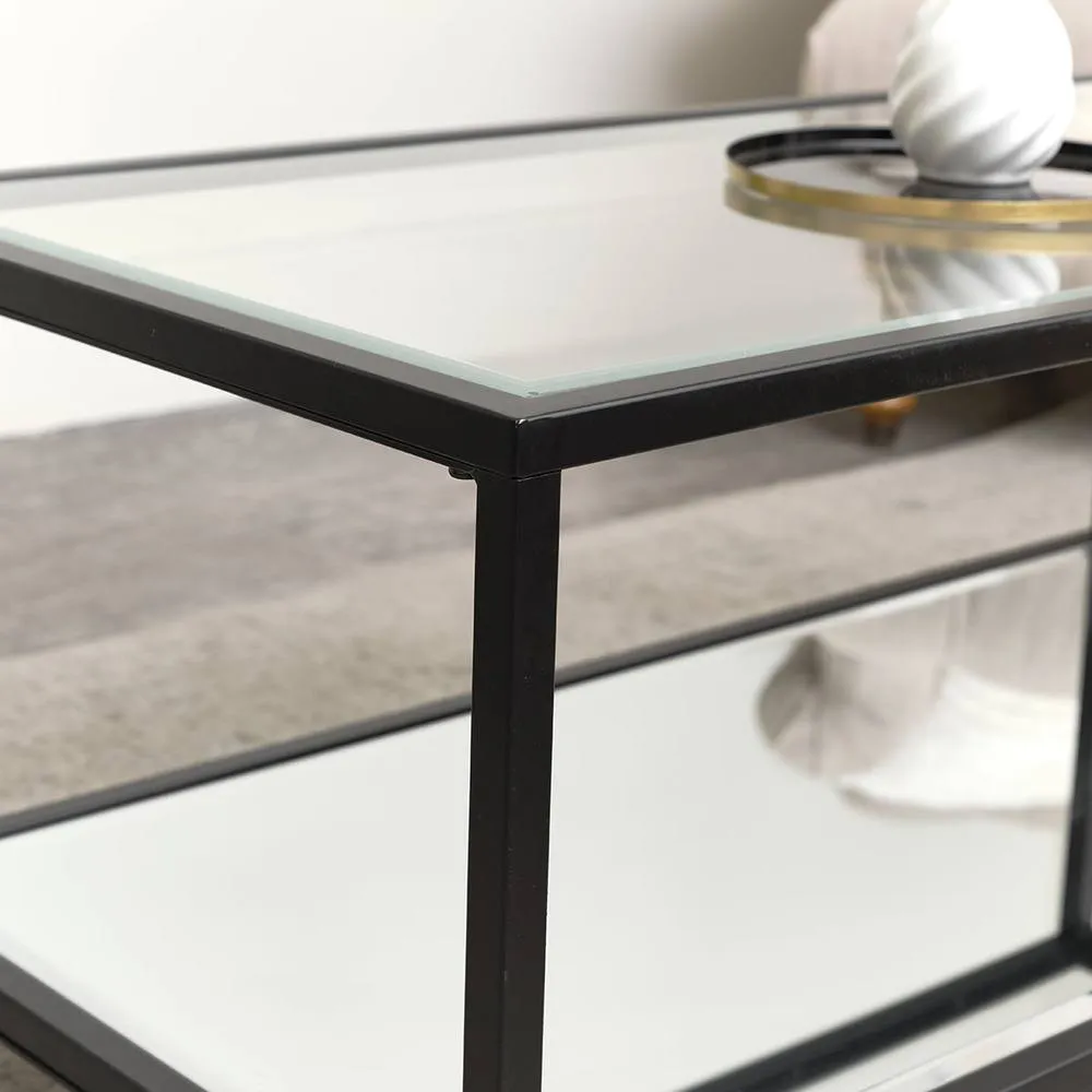 Melody Maison Black Glass & Mirrored Coffee Table 6