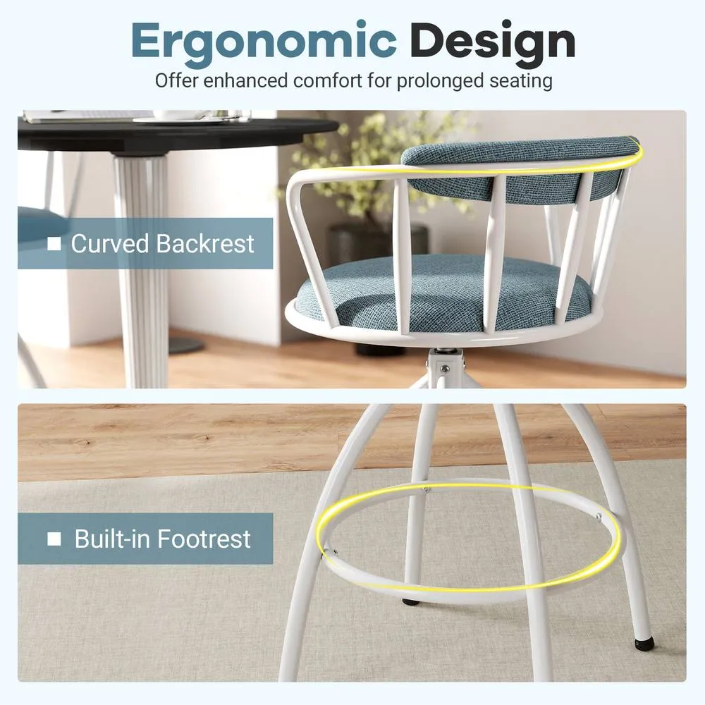 Costway 2PCS Counter Height Swivel Bar Stools Upholstered Breakfast Chairs 6