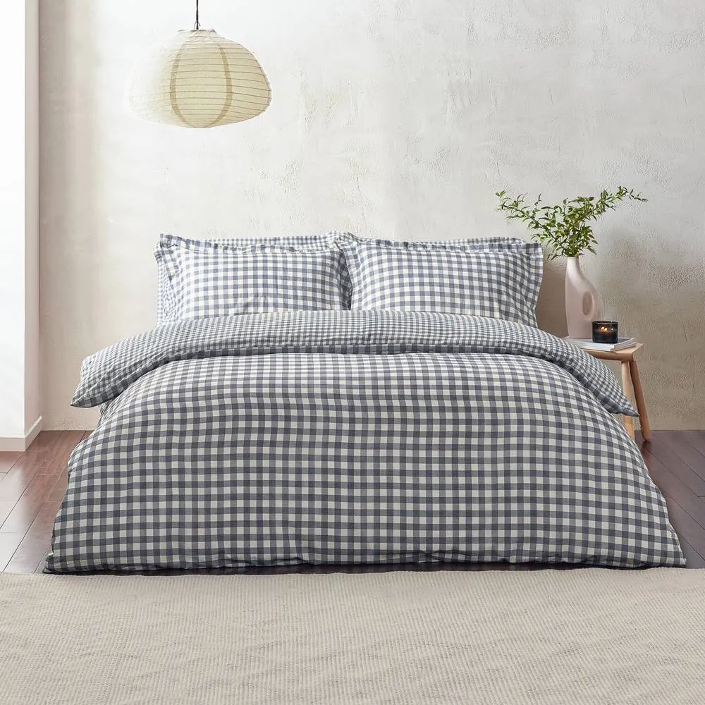 Yard Barton Gingham Check Reversible Duvet Cover Set in Navy 4