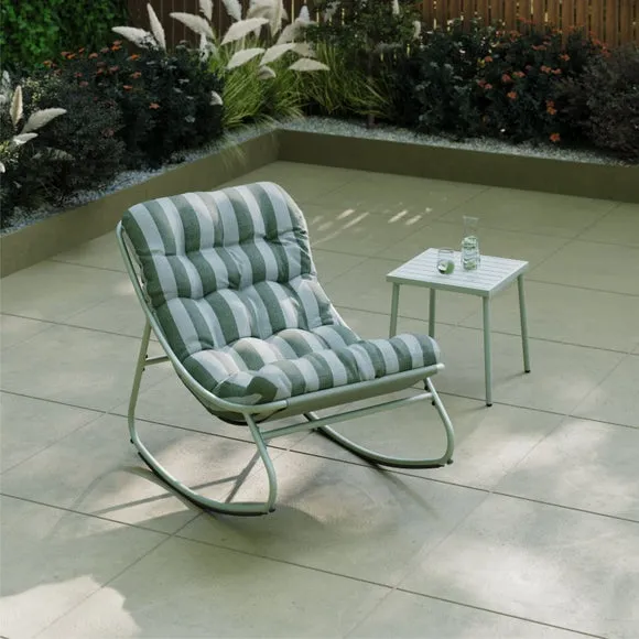 Return - Rocking Chair with Striped Cushion, Green 2