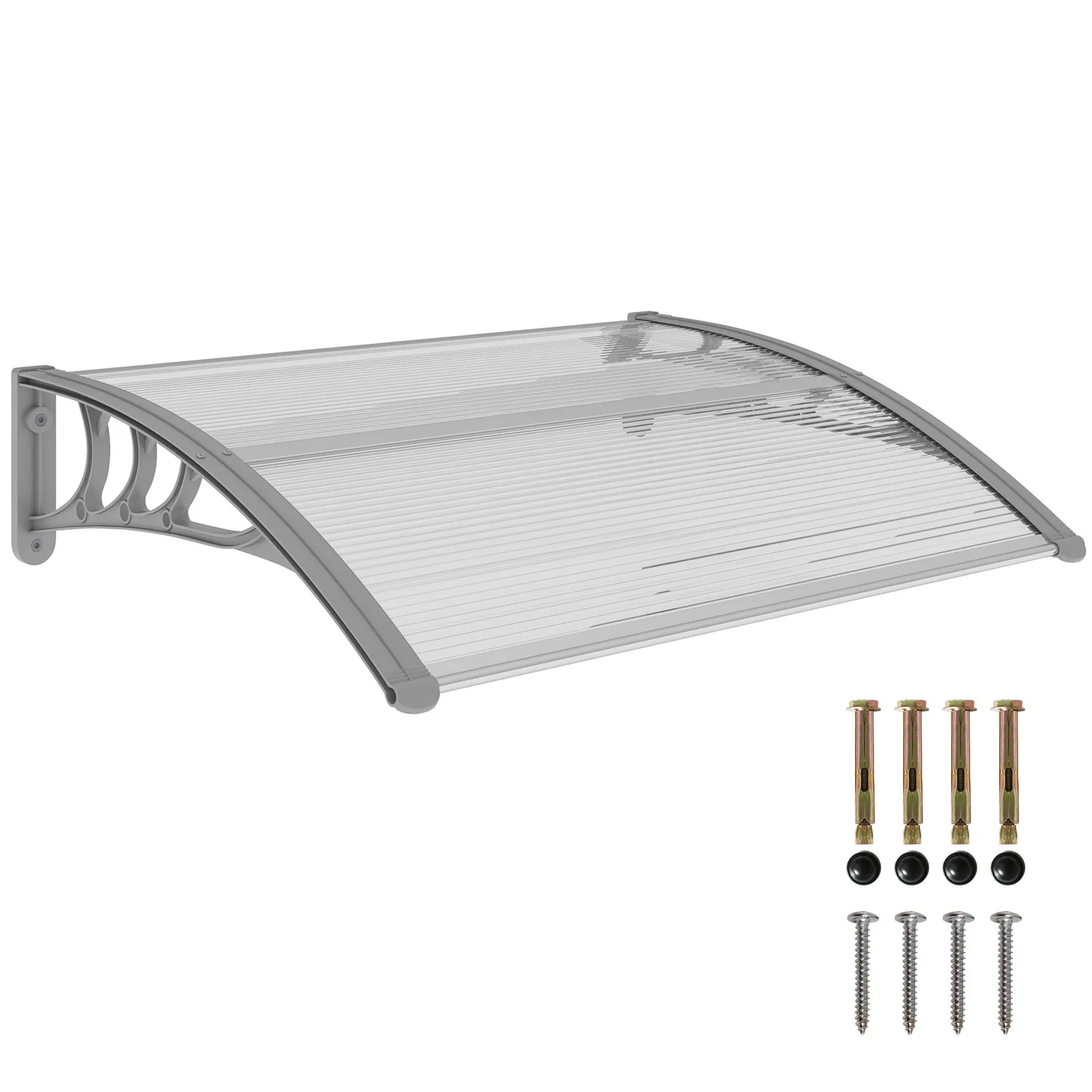 OUTSUNNY Door Canopy Awning Outdoor Window Rain Shelter for Door 100 x 75cm in Clear 2