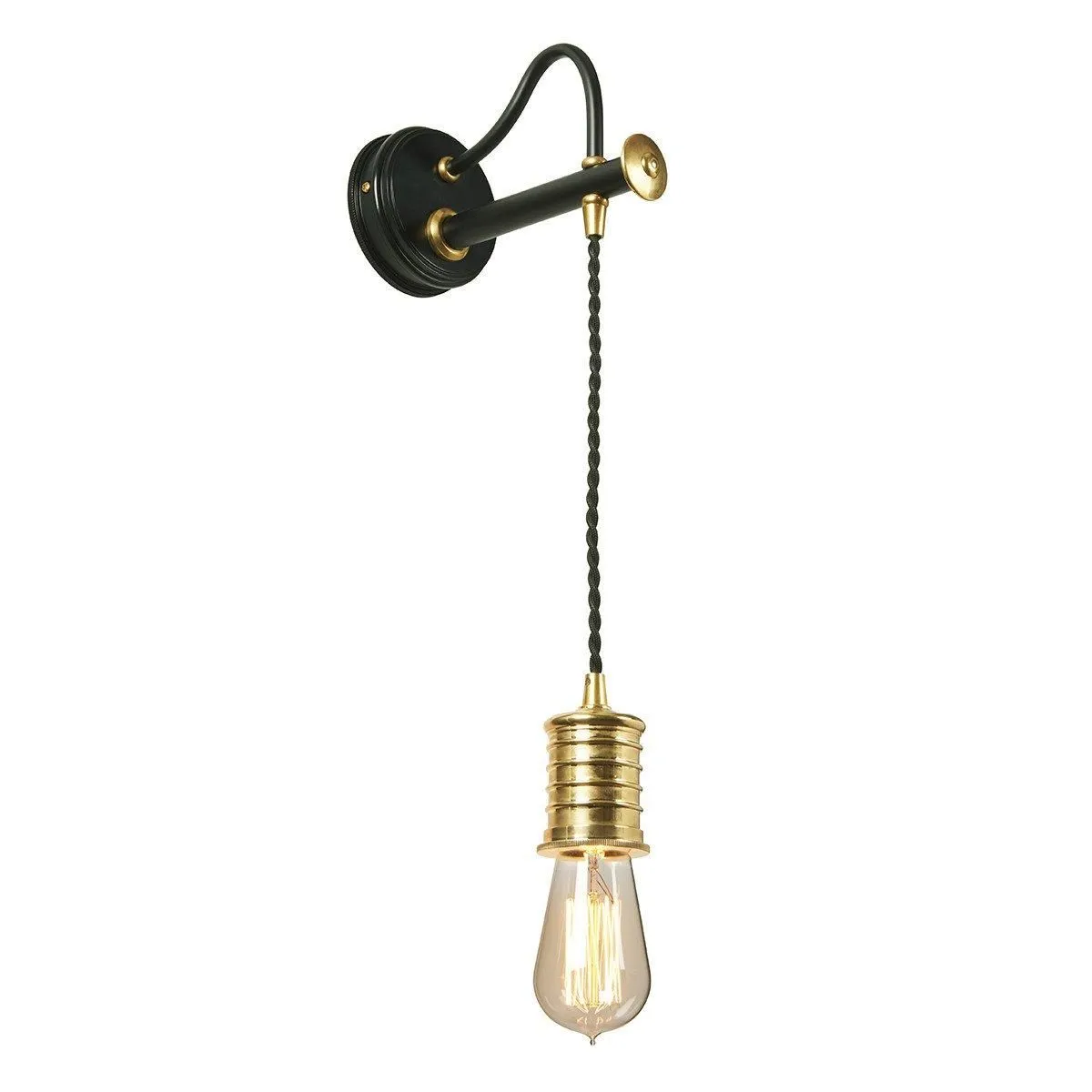 Netlighting Douille 1 Light Indoor Wall Light Black Polished Brass E27 in Yellow