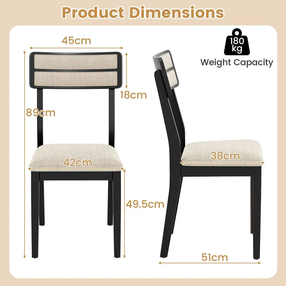 Costway Upholstered Kitchen Chairs Modern Dining Chairs Set of 4-Black in Black 2