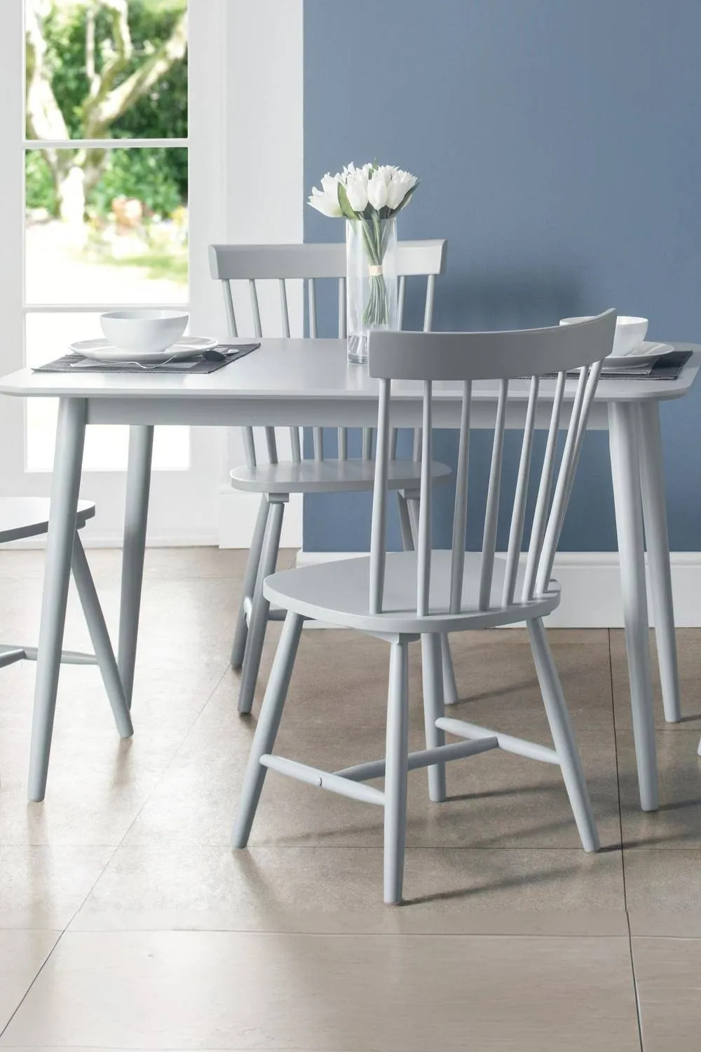 Julian Bowen Torino Spindle Back Dining Chair (Set of 2) in Grey