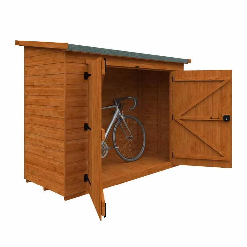 Buttercup Farm 7 x 3 Feet Pent Compact 12mm Shed - Solid Wood/Softwood/Pine in Burnt Orange 3