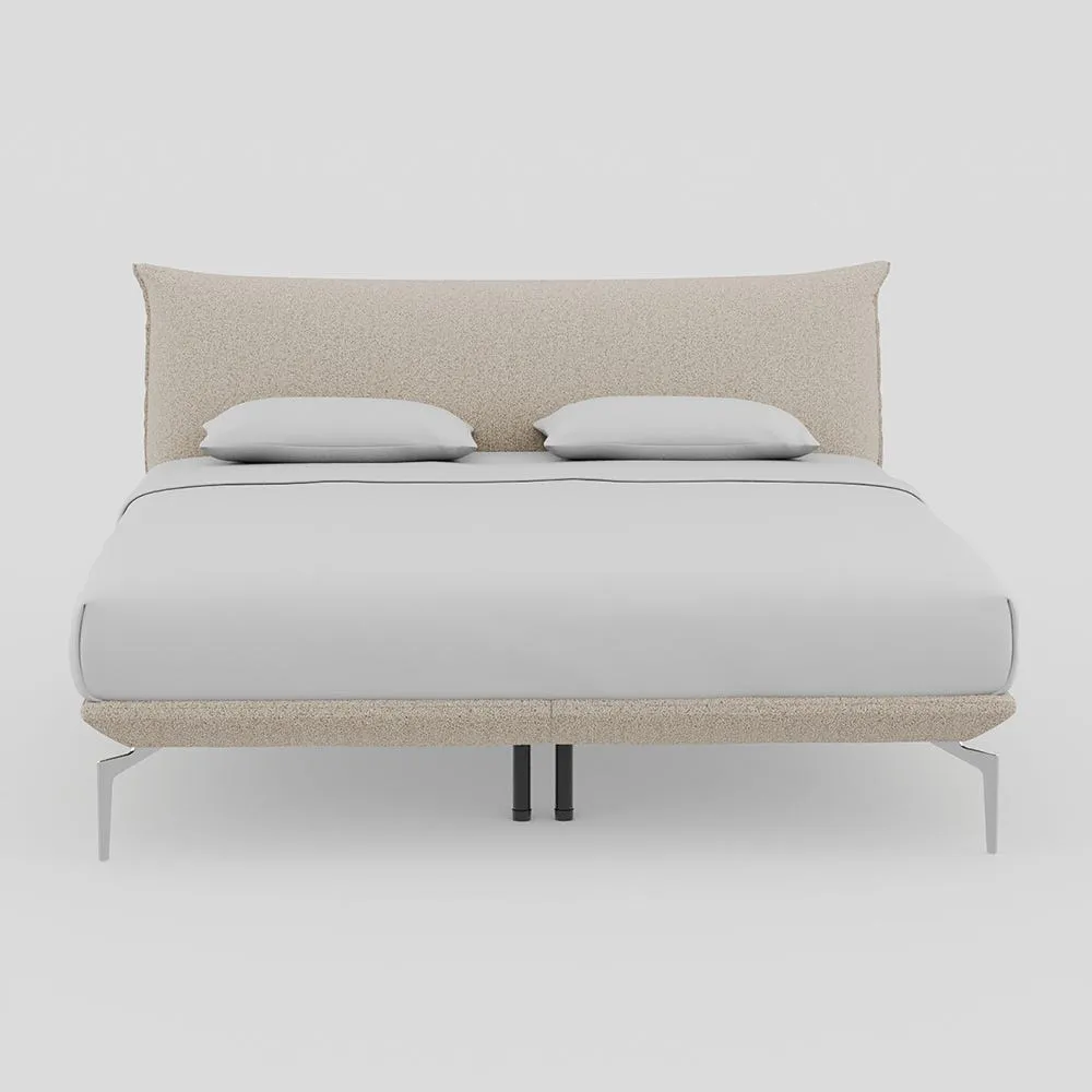 Heal's Aria Bed Super King NOVA BOUCLE Oat Box Sprung, Chrome Feet 1