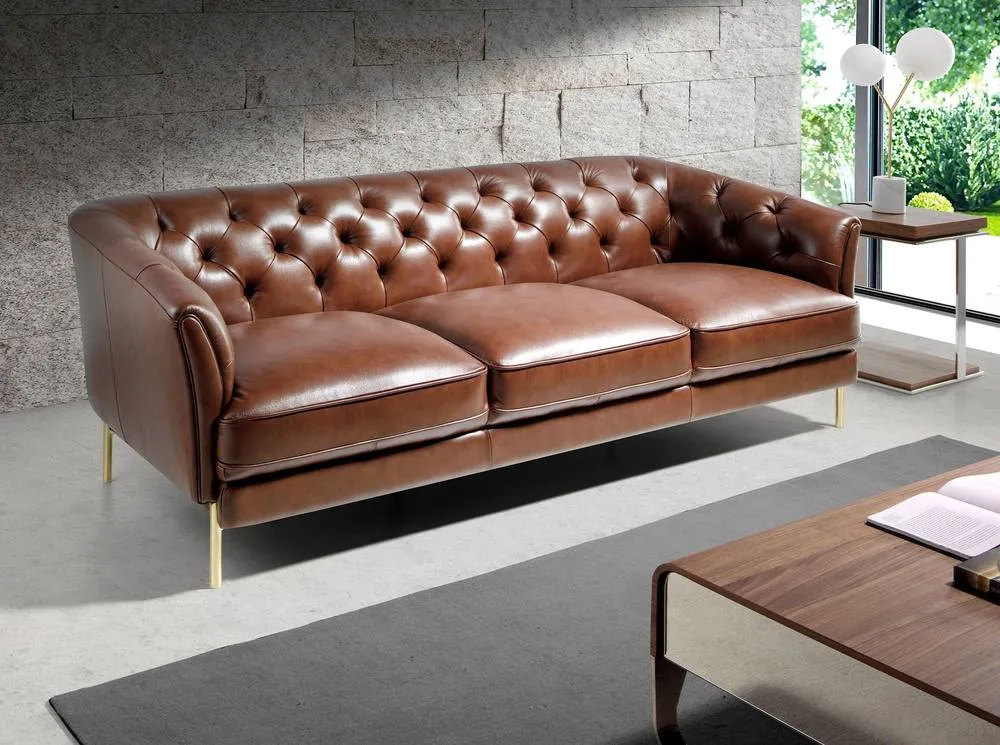 Angel Cerda Chester 3-Seater Sofa in Cognac Cowhide Leather Model in Brown 6