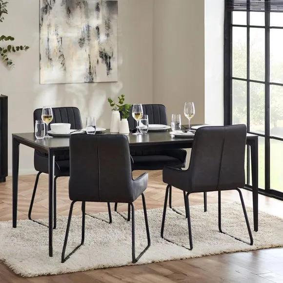 Miami 4 Seater Rectangular Dining Table, Stone 1
