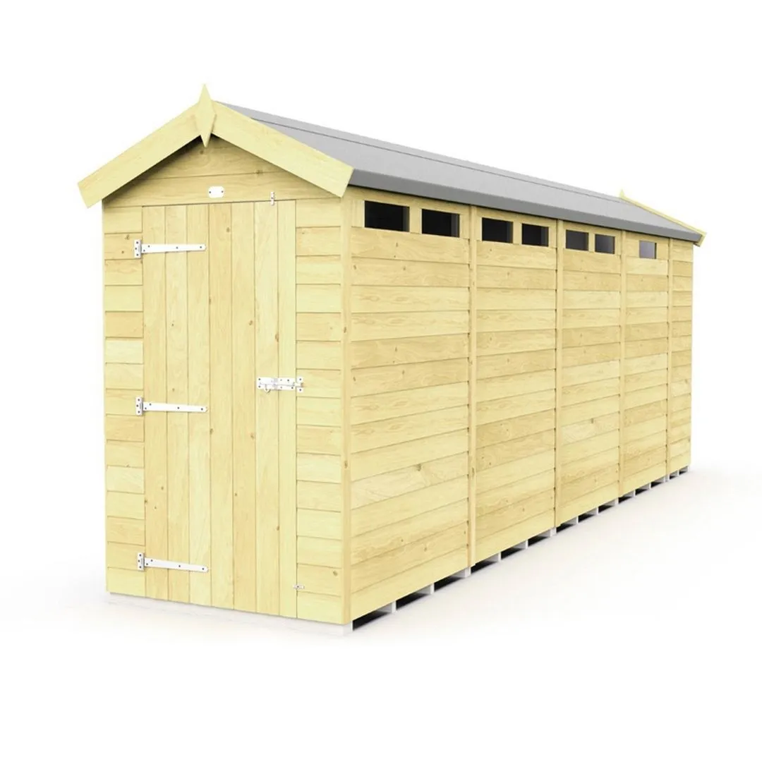 Buttercup Farm 4 x 17 Feet Apex Security Shed - Single Door - L503 x W118 x H217 cm in Brown
