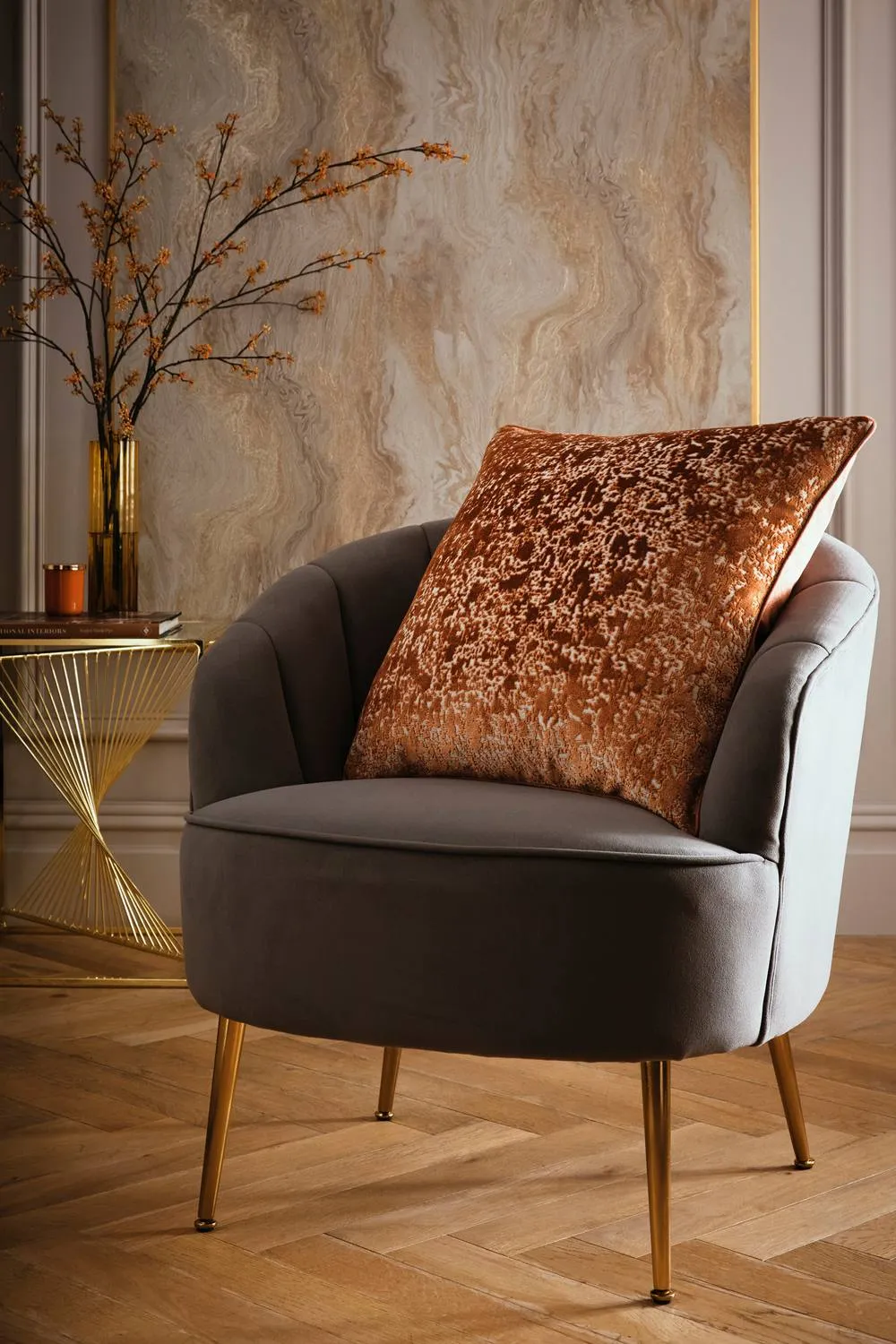 Laurence Llewelyn-Bowen 'Atlas' Jacquard Filled Cushion in Copper 1
