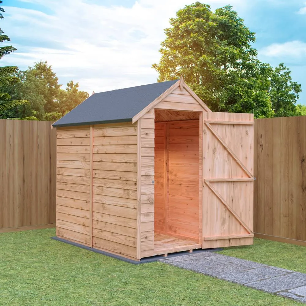Shires Overlap 6 x 4 Feet Dip Treated Value Range Apex Shed Single Door in Brown 4
