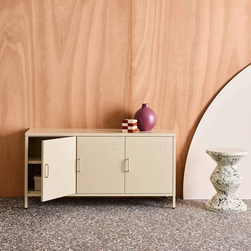 sweeek Industrial Metal TV Stand with 3 Doors 120cm in Cream 4
