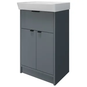 Wickes Nova Monument Grey Freestanding Vanity Unit & Easton Basin - 835 x 500mm