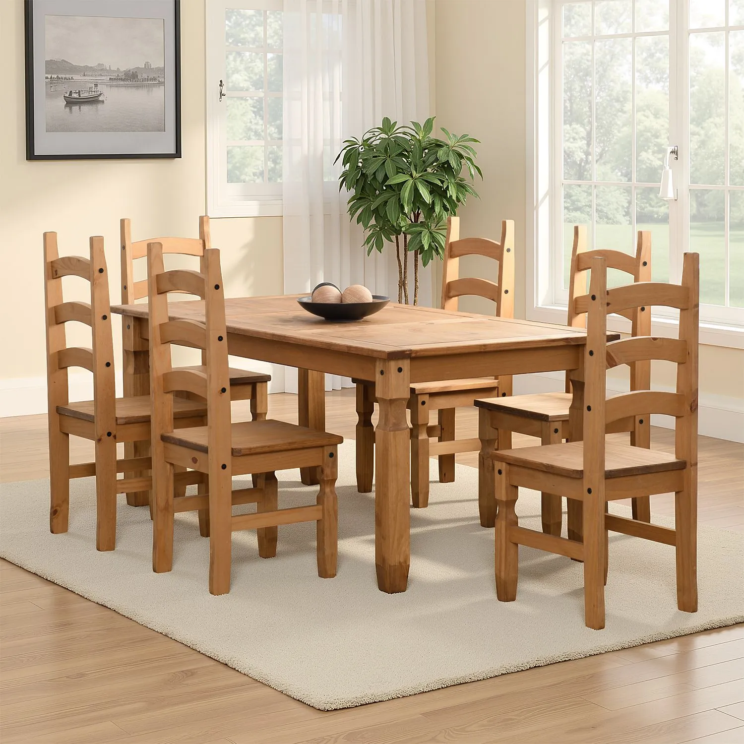 Seconique Corona 6' Dining Set in Natural