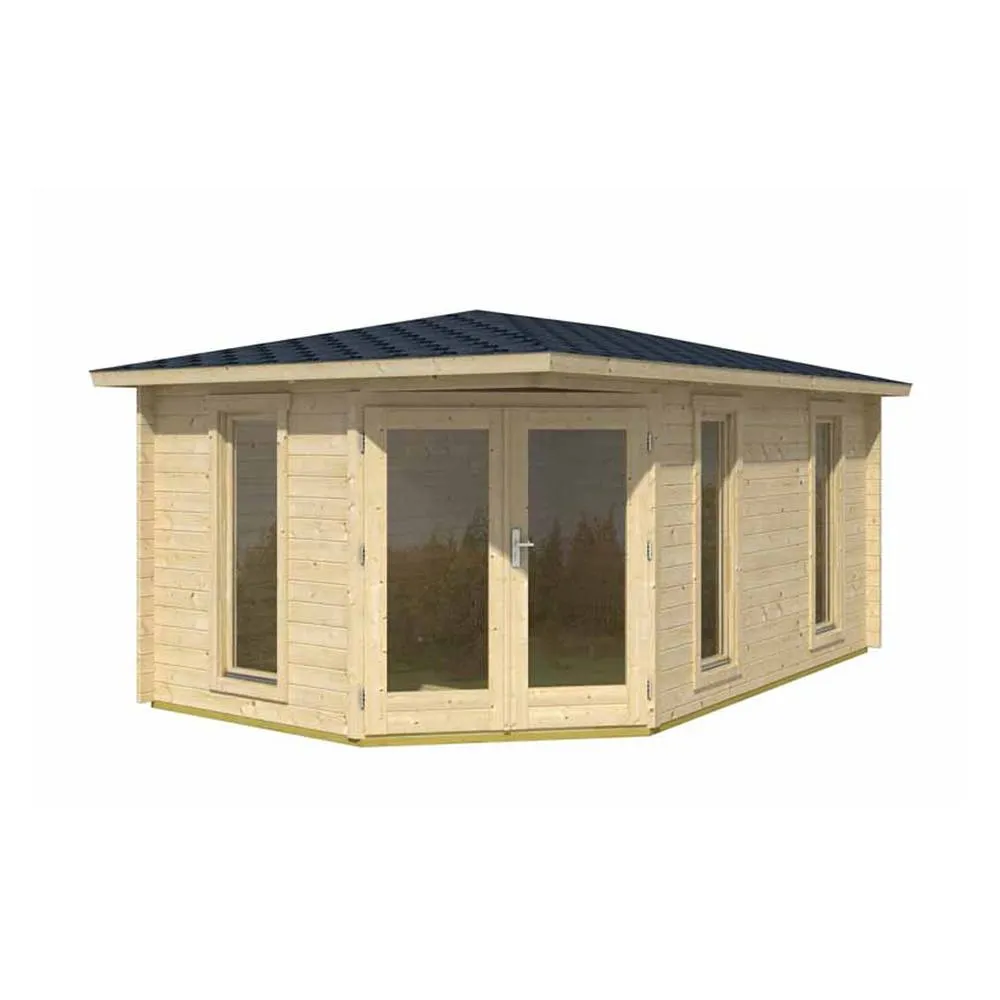Lasita Maja Ltd Edinburgh 2-Log Cabin, Home Office - L490.3xW322.3xH246.24 cm in Light Tan 2