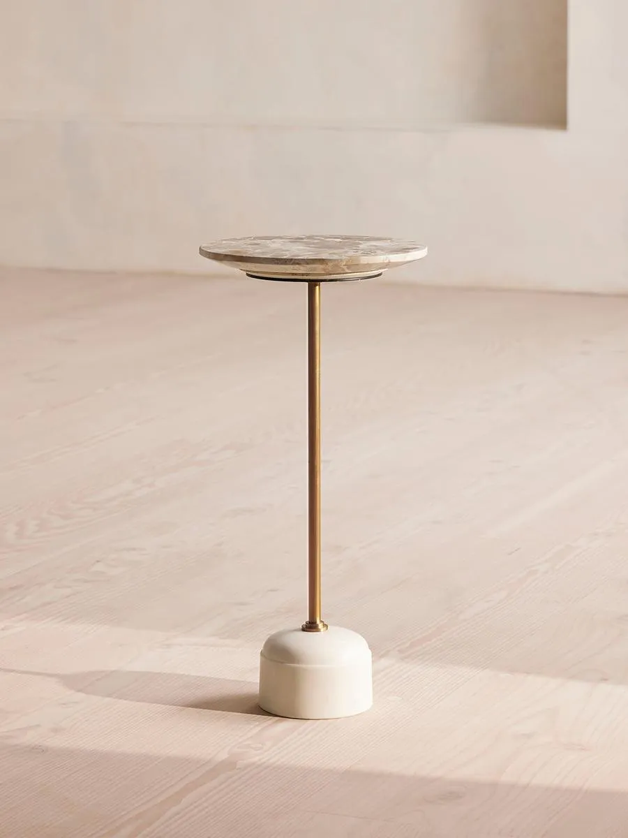 Fleet Side Table, Small/Tall, Kapri Marble
