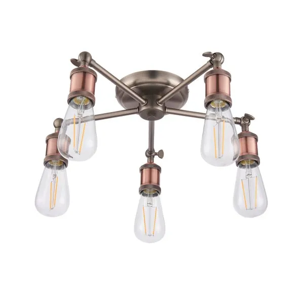Vogue Eastville Industrial 5 Light Semi Flush Ceiling Light 5
