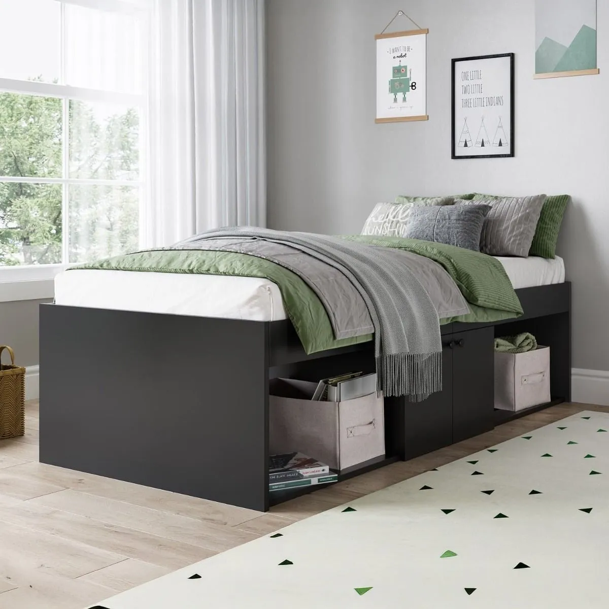 Arctic - Single - Storage Cabin Bed - Black - Wooden - 3ft - Happy Beds 1