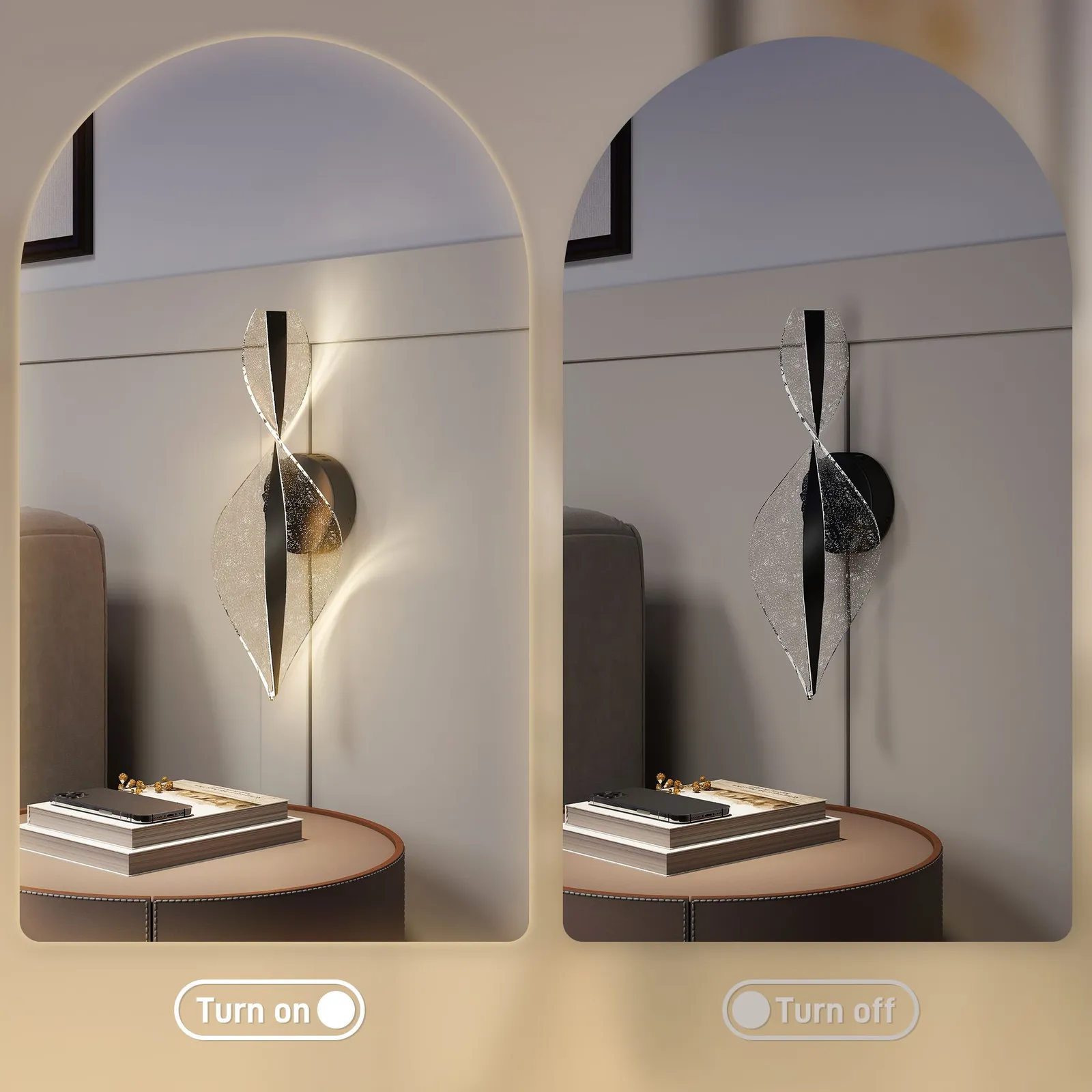 HOMCOM Led Wall Lamp 2 Pack, Modern Indoor Spiral Wall Light in Black 5