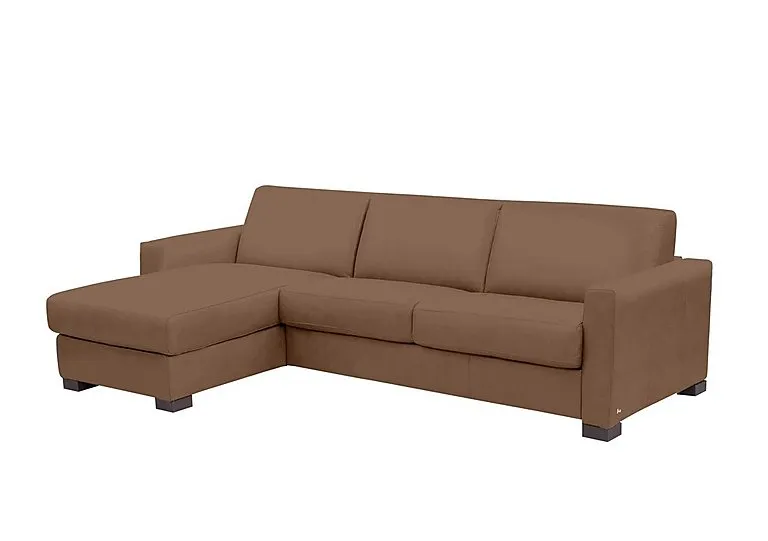 Alcova 3 Seater Leather Sofa Bed with Storage Left Hand Facing Chaise and Box Arms - Sofas and Armchairs - In Time for Christmas