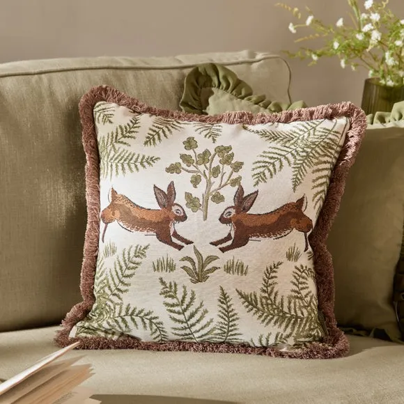 Wylder Nature Fable Rabbits Cotton Square Cushion